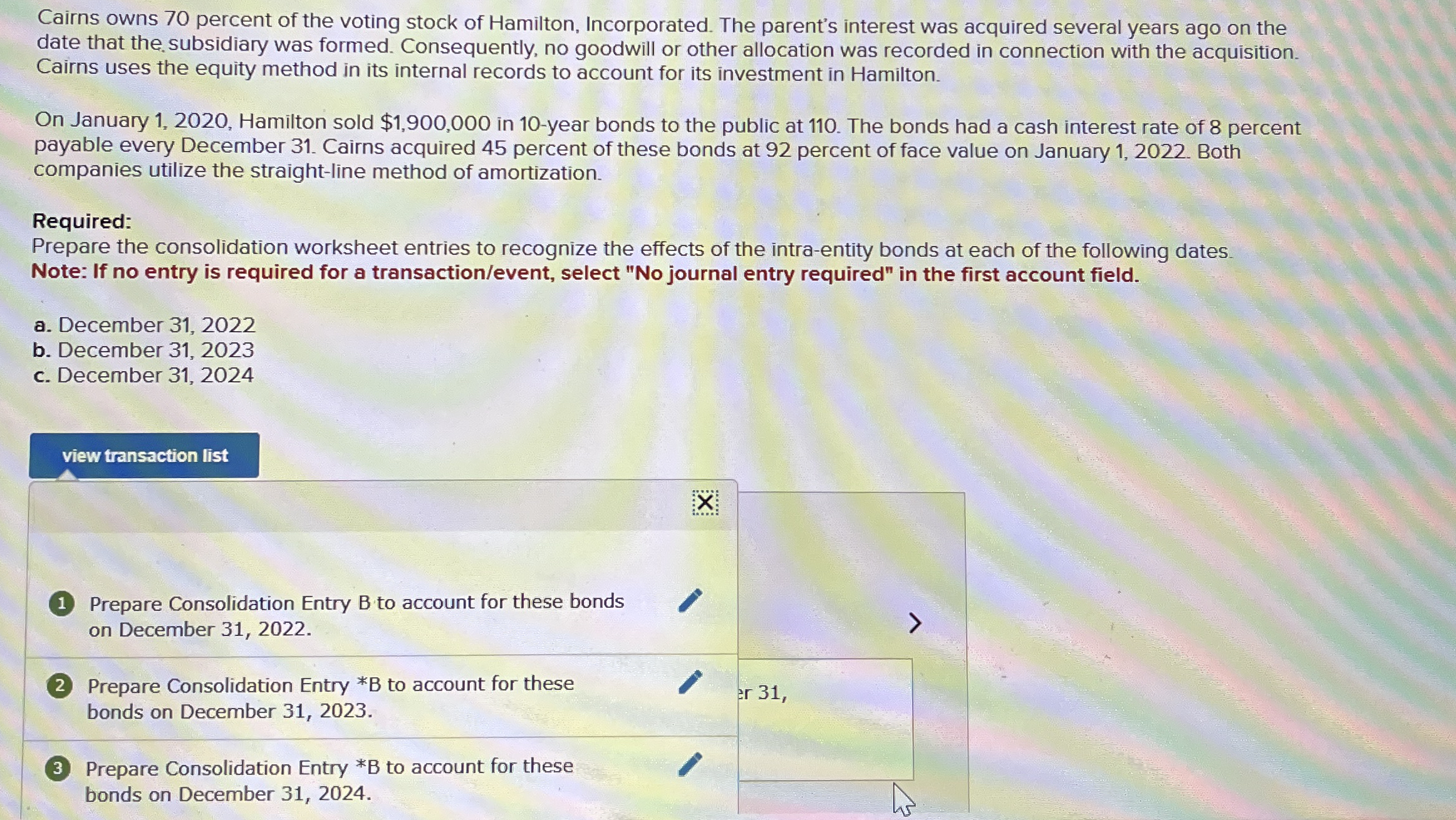 Cairns owns 7 0 percent of the voting stock of