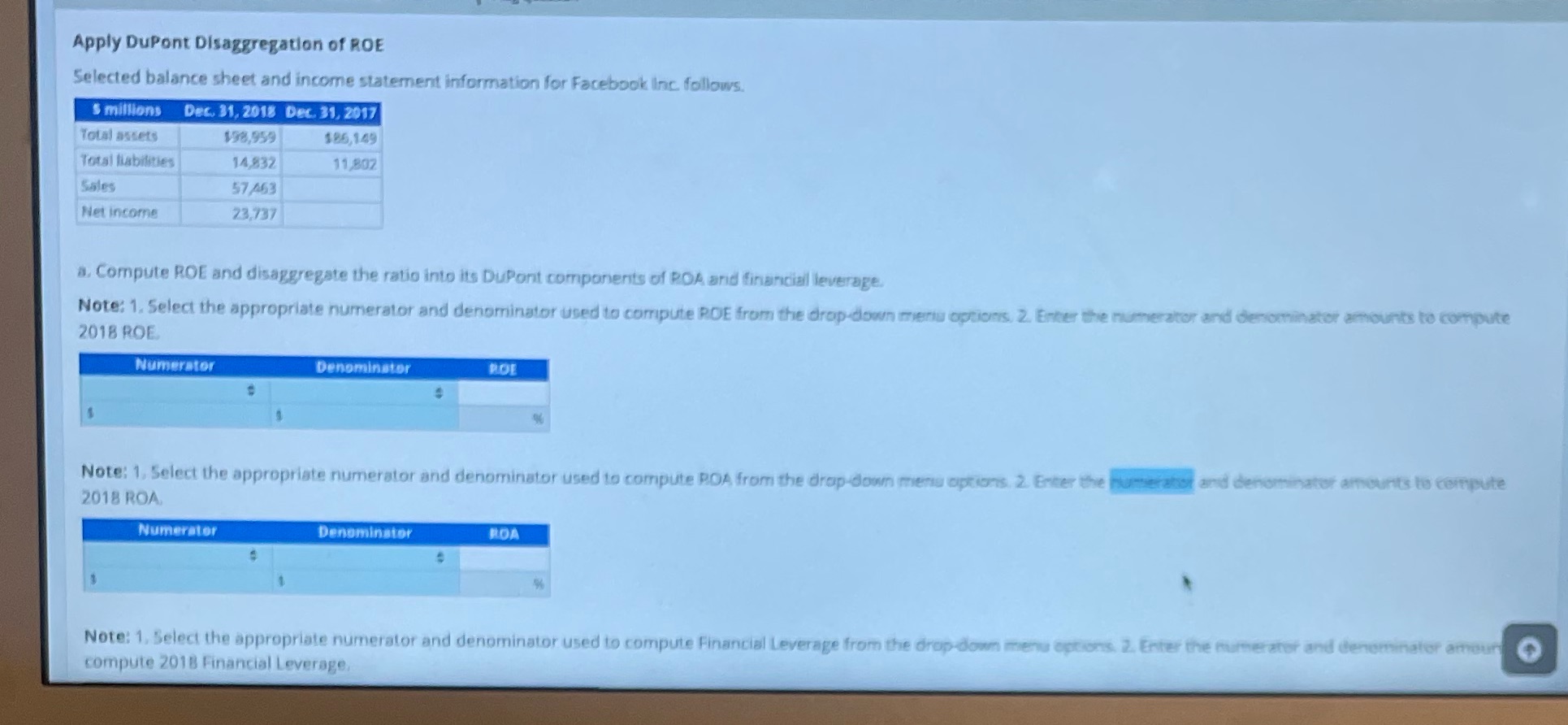 Apply Dupont Disaggregation of ROE Selected