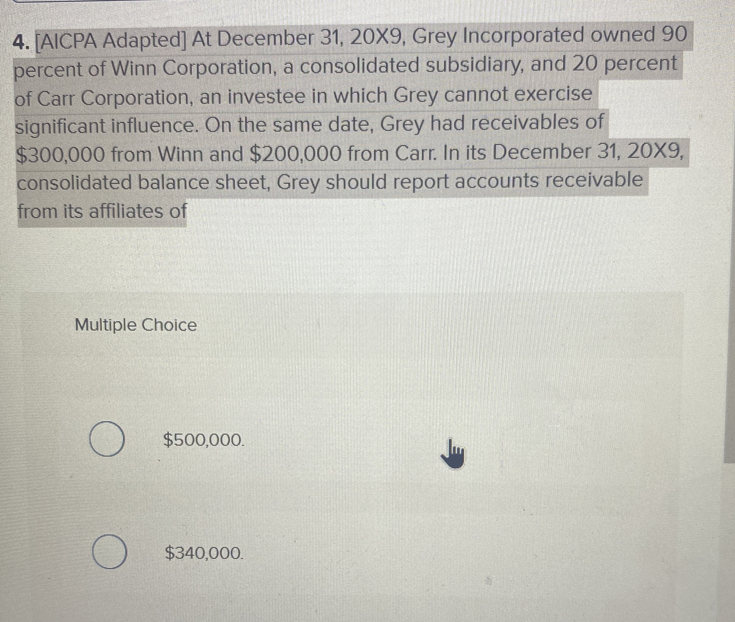 [ AICPA Adapted ] At December 3 1 , 2 0 X 9 ,