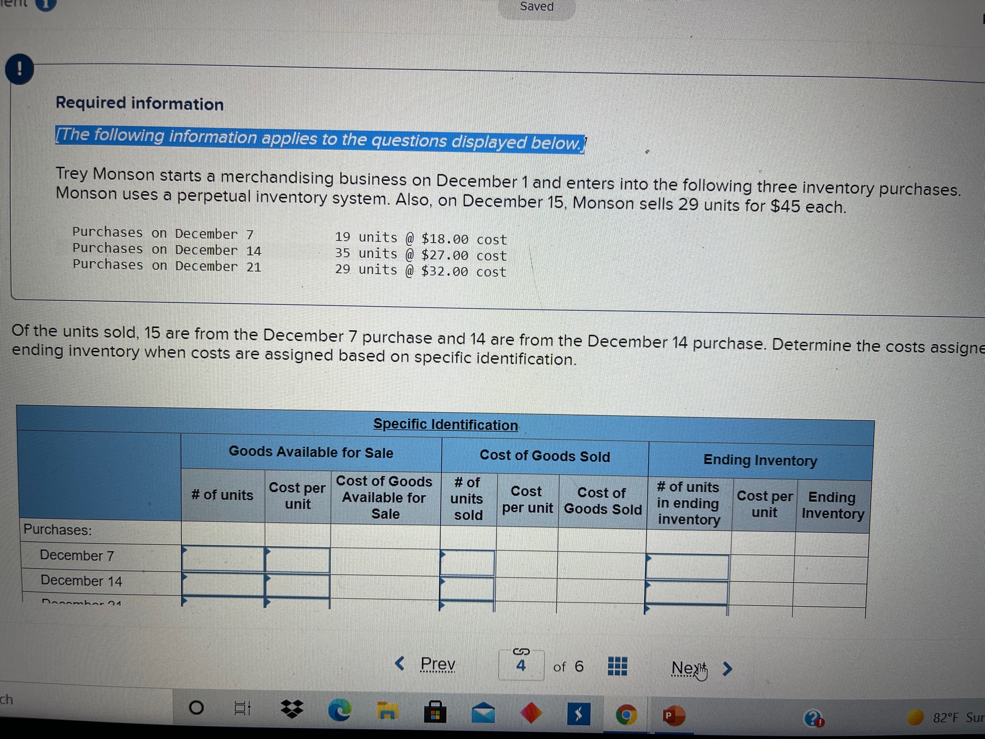 Saved Required information The following