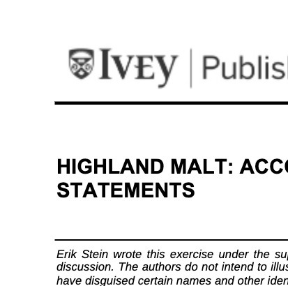 IVEY Publis HIGHLAND MALT: ACC STATEMENTS Erik