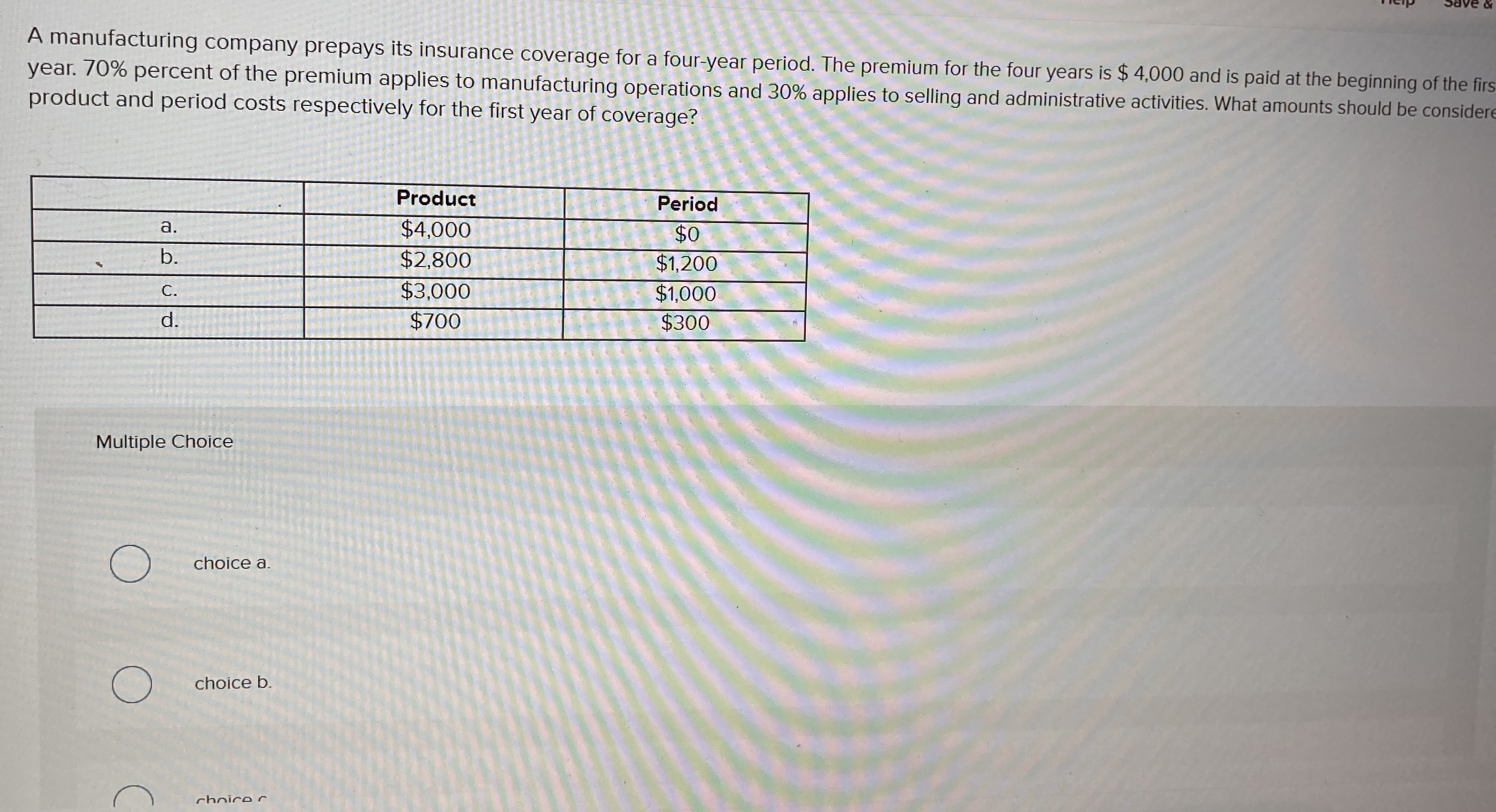 A manufacturing company prepays its insurance