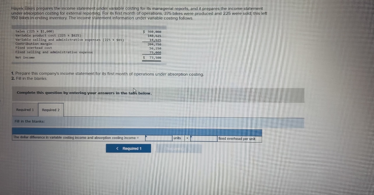 Hayek Bikes prepares the income statement under