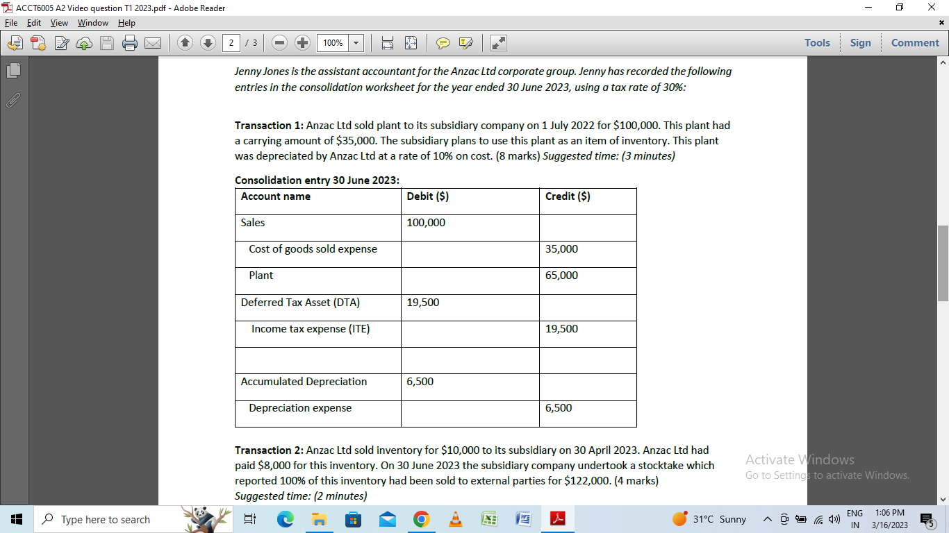 ACCT6005 A2 Video question T1 2023.pdf - Adobe