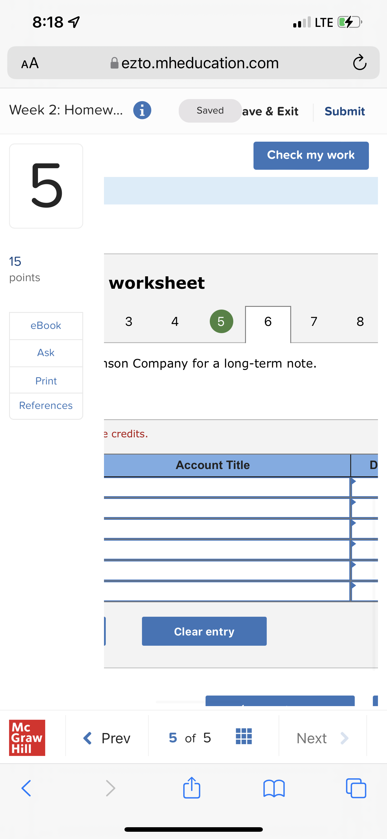 8:18 7 LTE $ AA ezto.mheducation.com C Week 2: