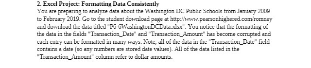 2. Excel Project: Formatting Data Consistently