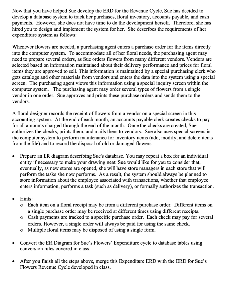 - - Create the ERD for this Expenditure Cycle and