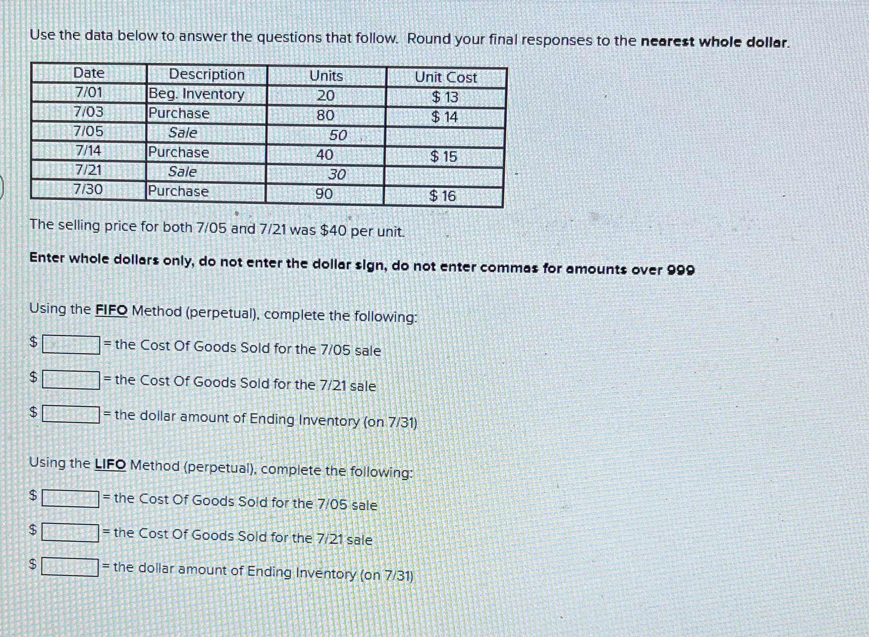 Help asap Use the data below to answer the