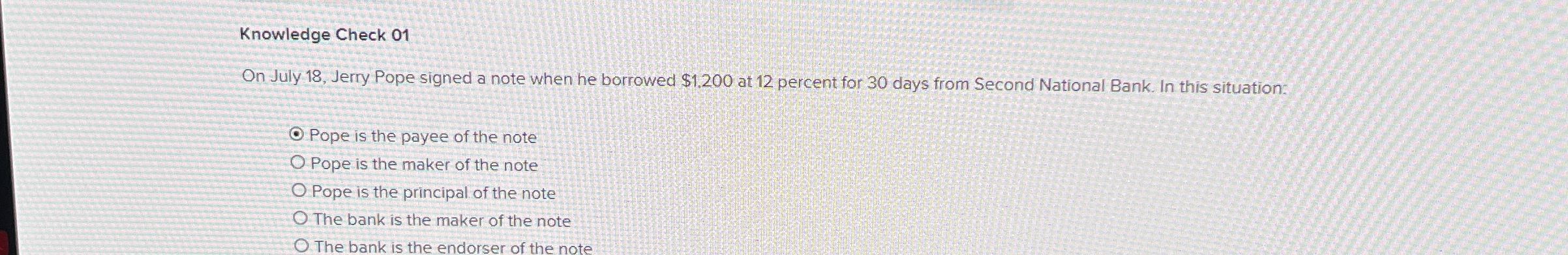 Knowledge Check 0 1 On July 1 8 , Jerry Pope