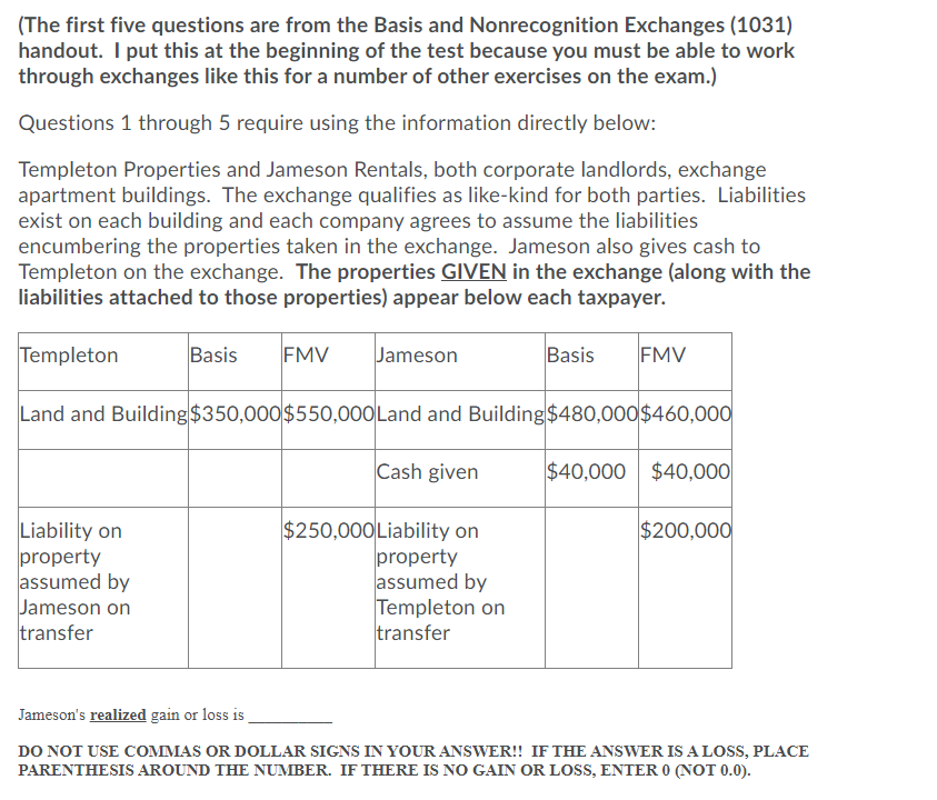 (The first five questions are from the Basis and