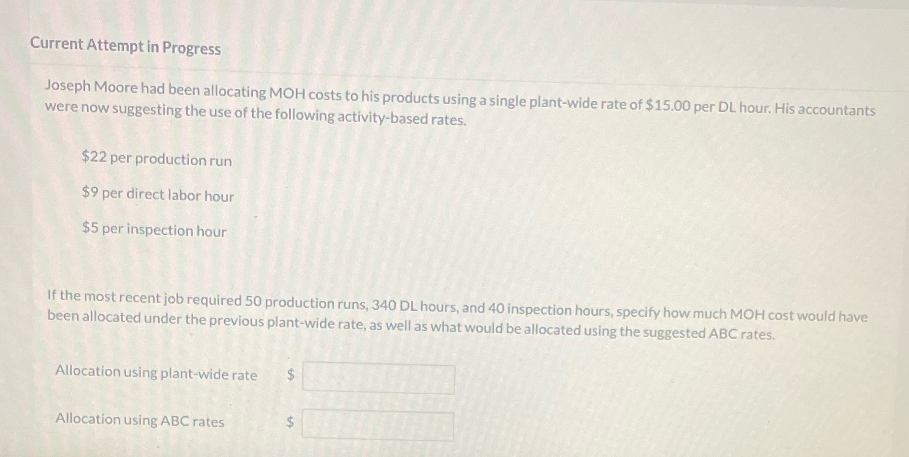 Current Attempt in Progress Joseph Moore had been