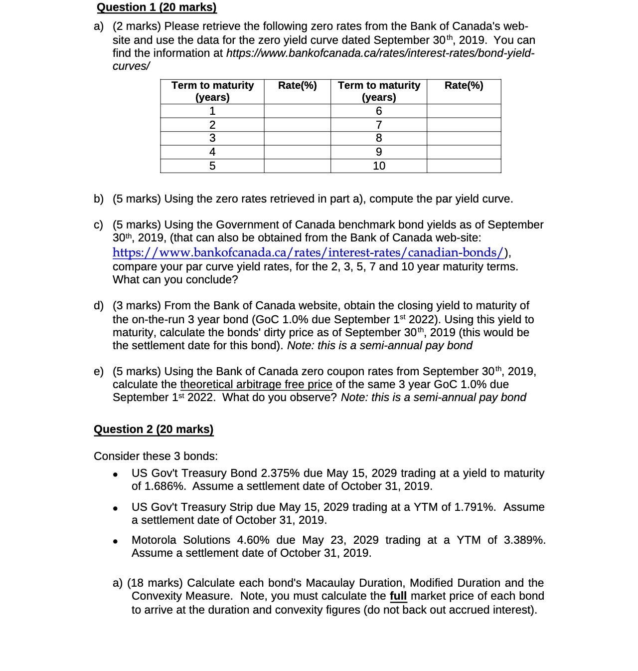 Question 1 (20 marks) a) (2 marks) Please