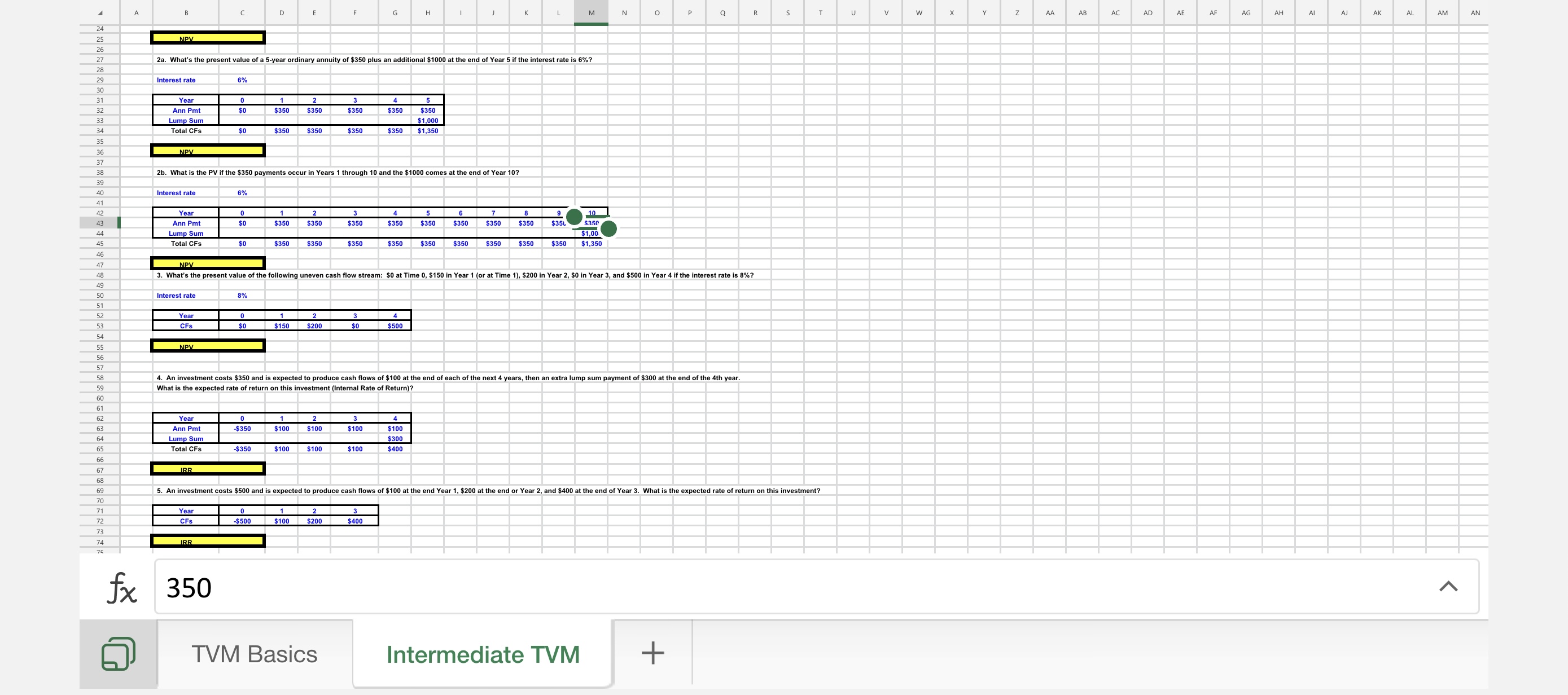 Question 1: The formula number answer for each