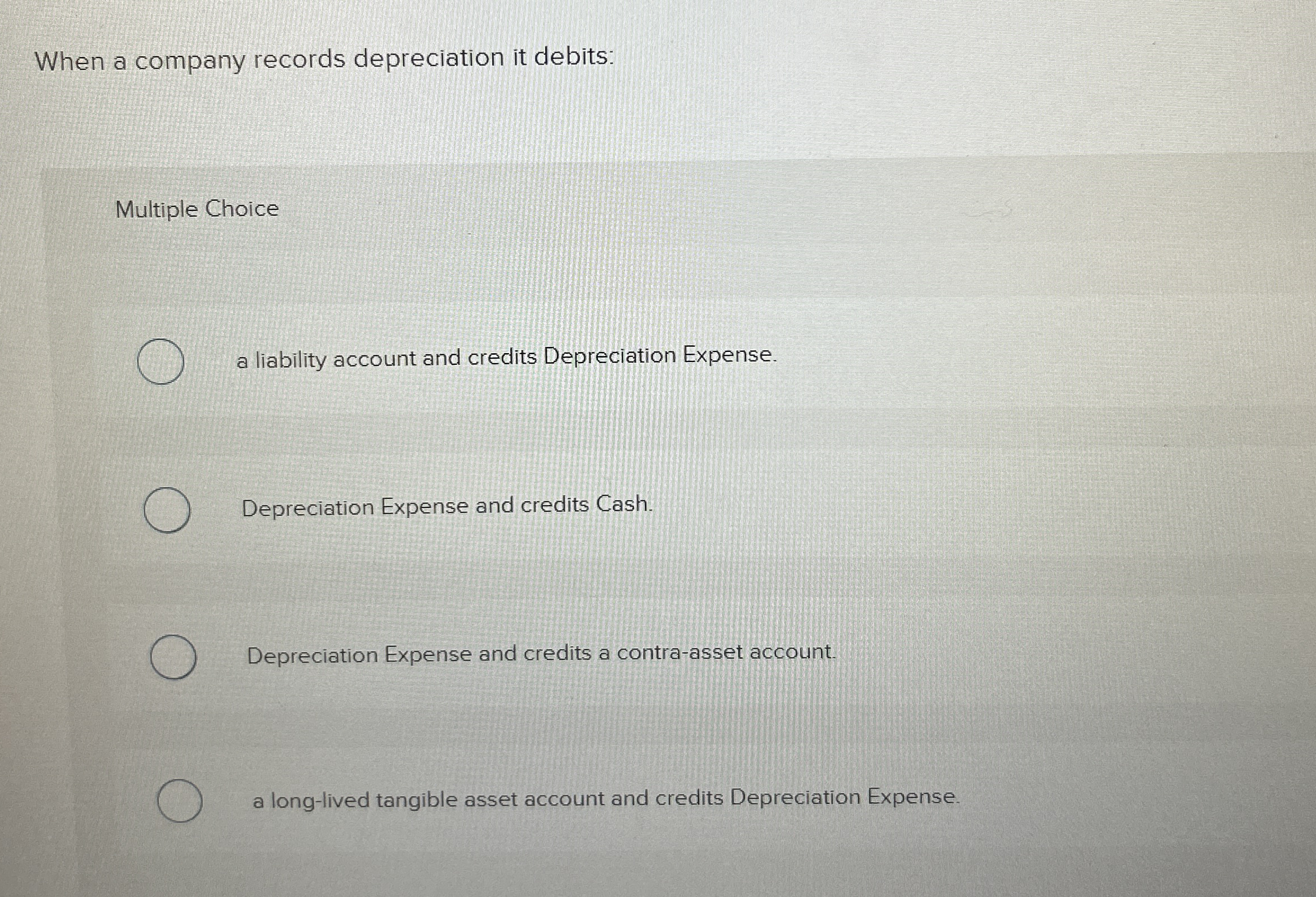 When a company records depreciation it debits: