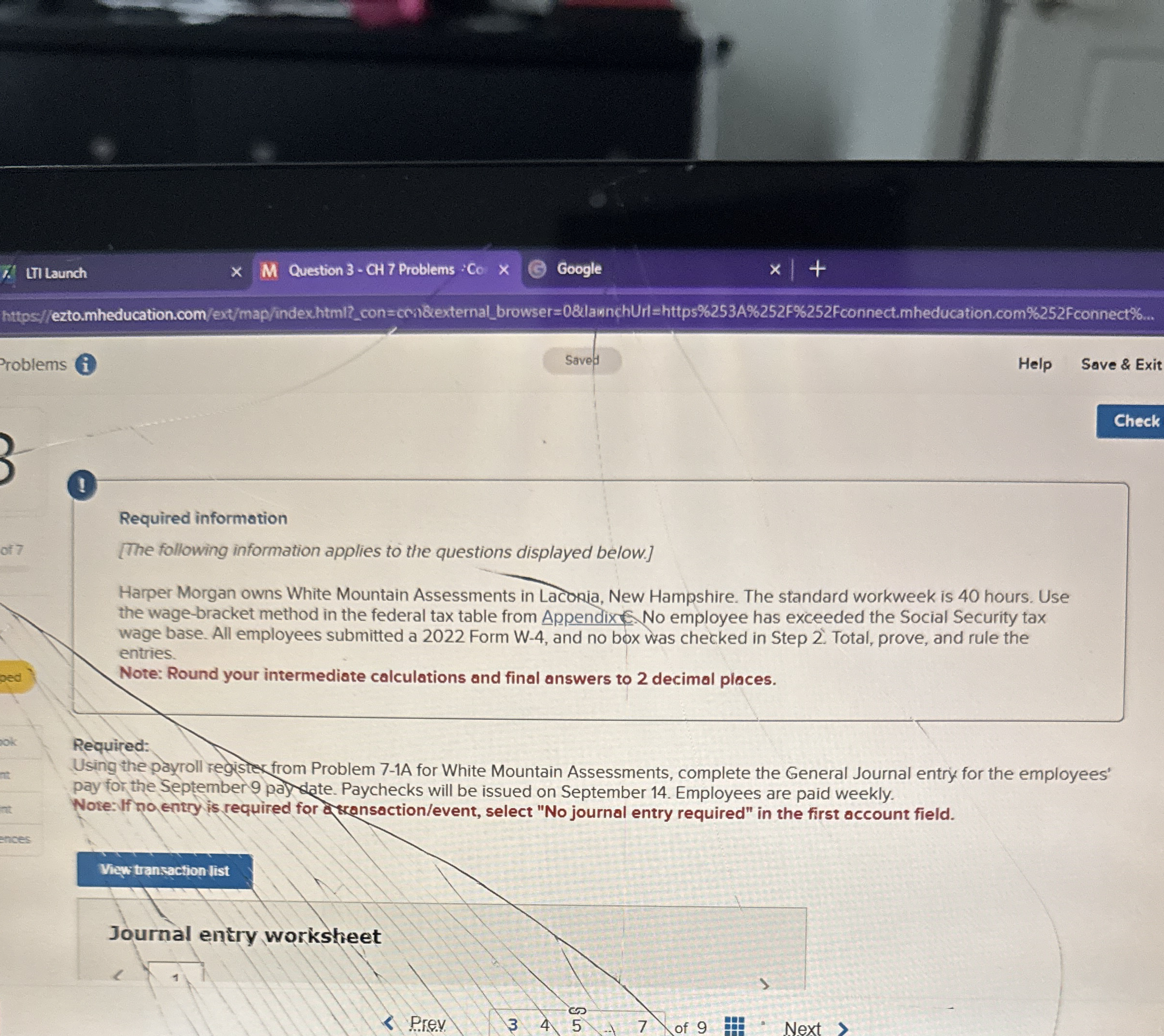 LIII Launch Question 3 - CH 7 Problems : Co