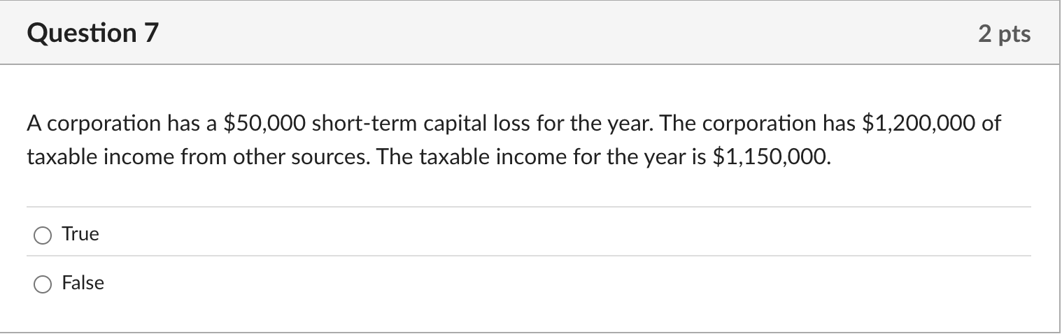 Question 7 A corporation has a \ $ 5 0 , 0 0 0