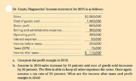 Dr. Gupta Diagnostics' income statement for