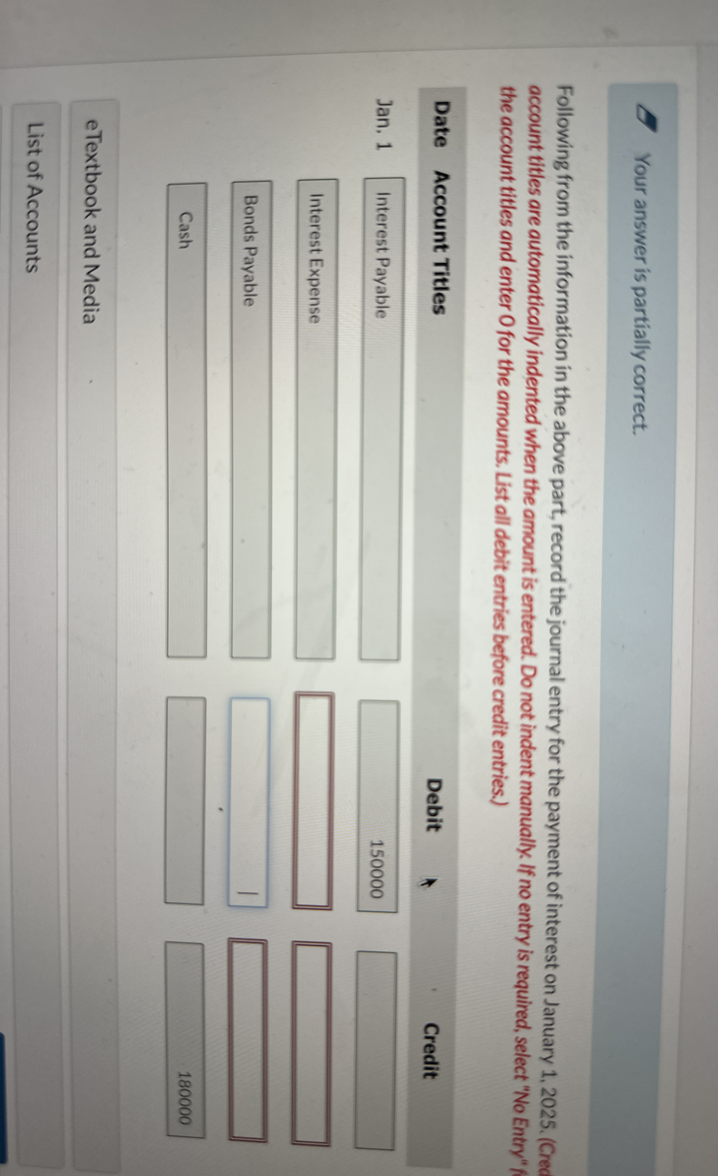 Record journal entry for payment of interest on