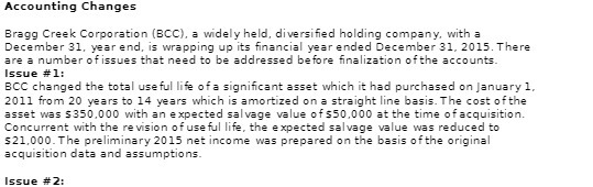 Accounting Changes Bragg Creek Corporation (BCC),