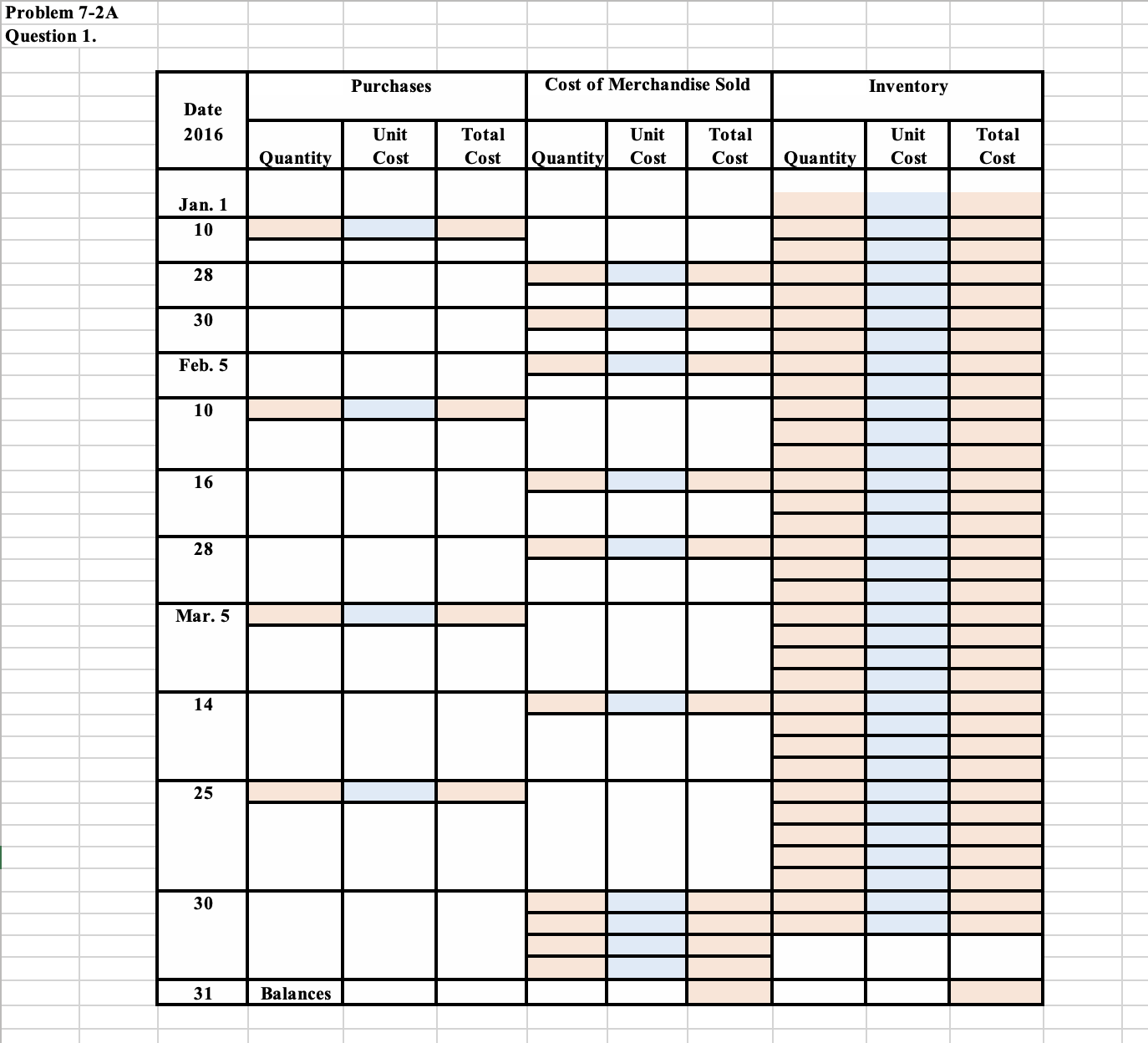 Chapter 7 Problems PR 7-1A FIFO perpetual