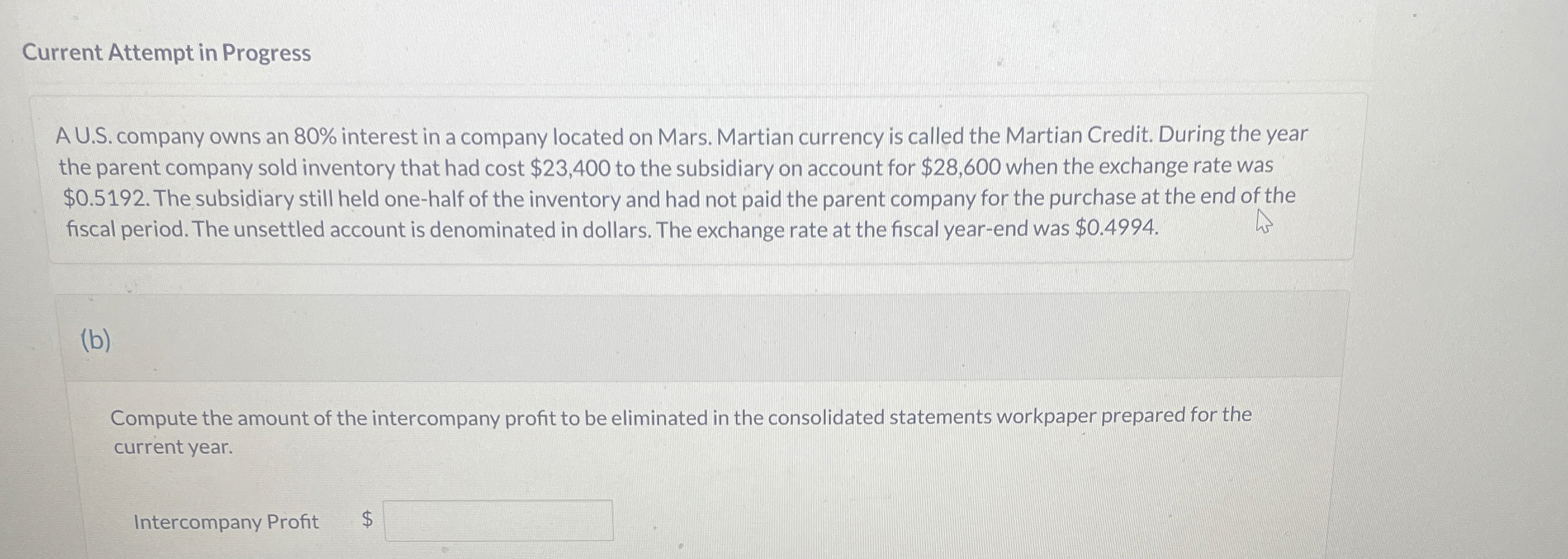 Current Attempt in Progress A U . S . company