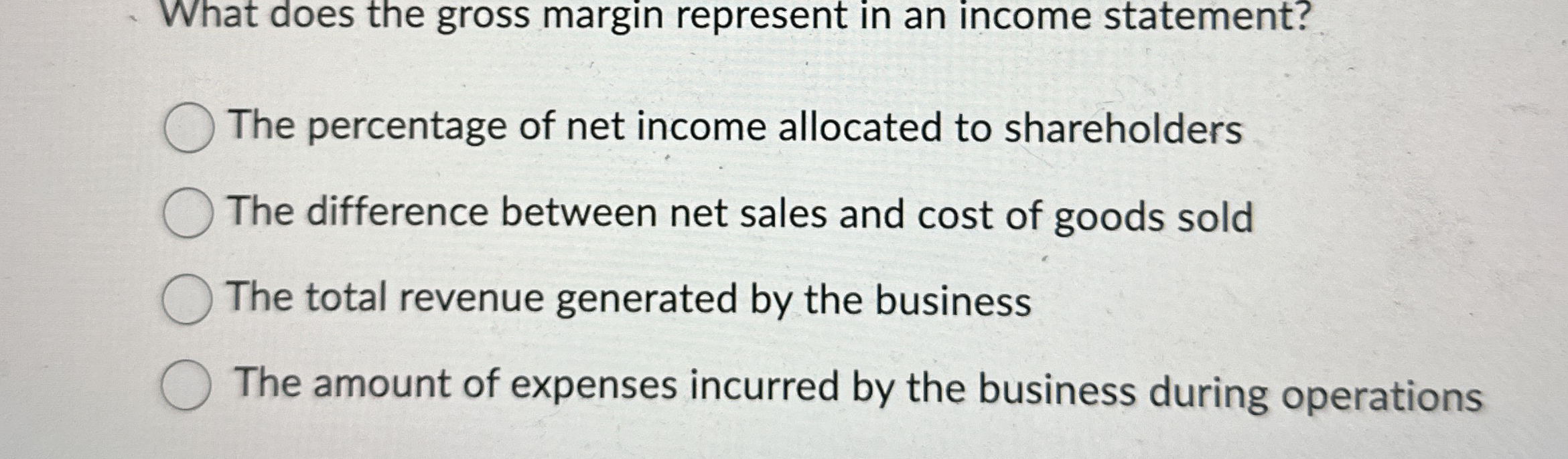 What does the gross margin represent in an income