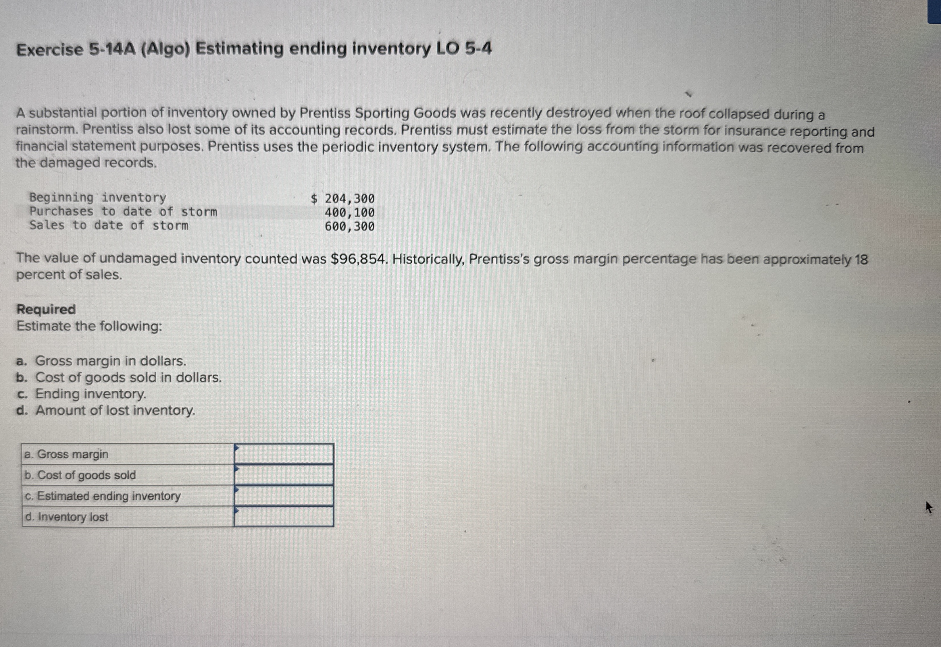 Exercise 5 - 1 4 A ( Algo ) Estimating ending