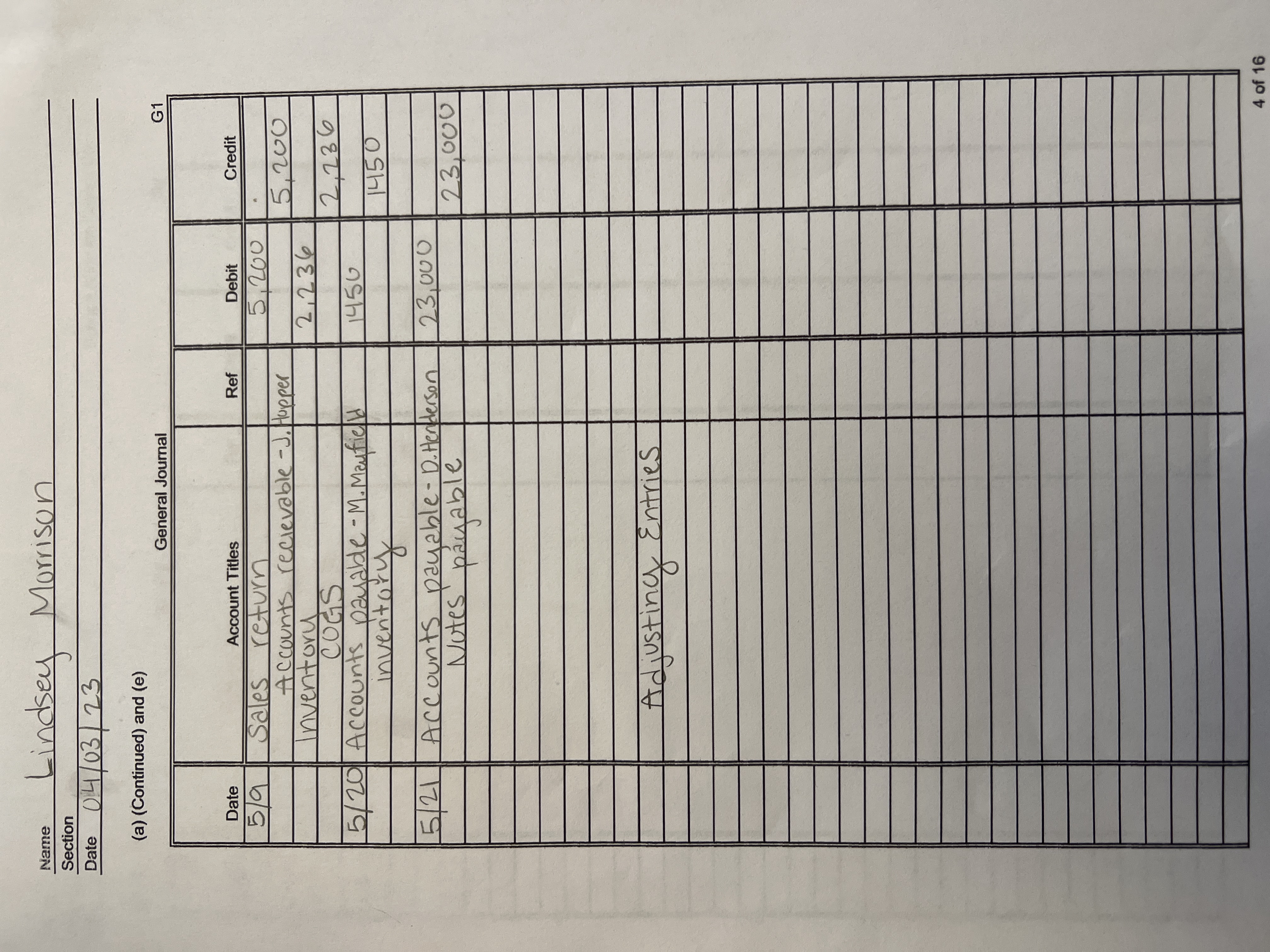 ACC 1021 Mini Practice Set Project transactions