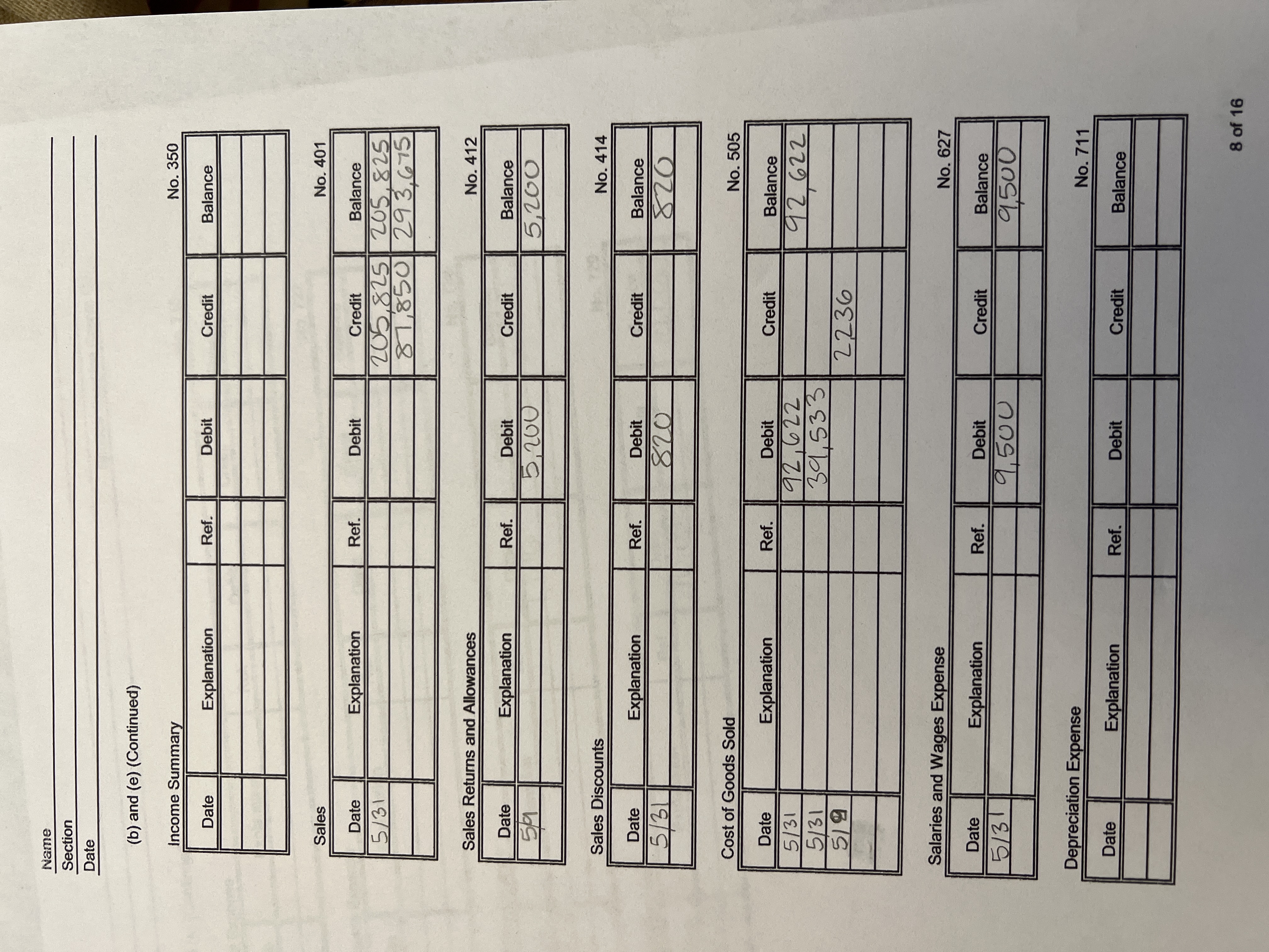 ACC 1021 Mini Practice Set Project transactions