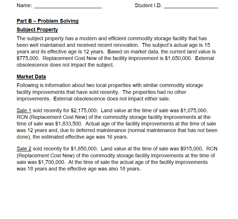 Name: Student LD. Part B Problem Solving Subiect
