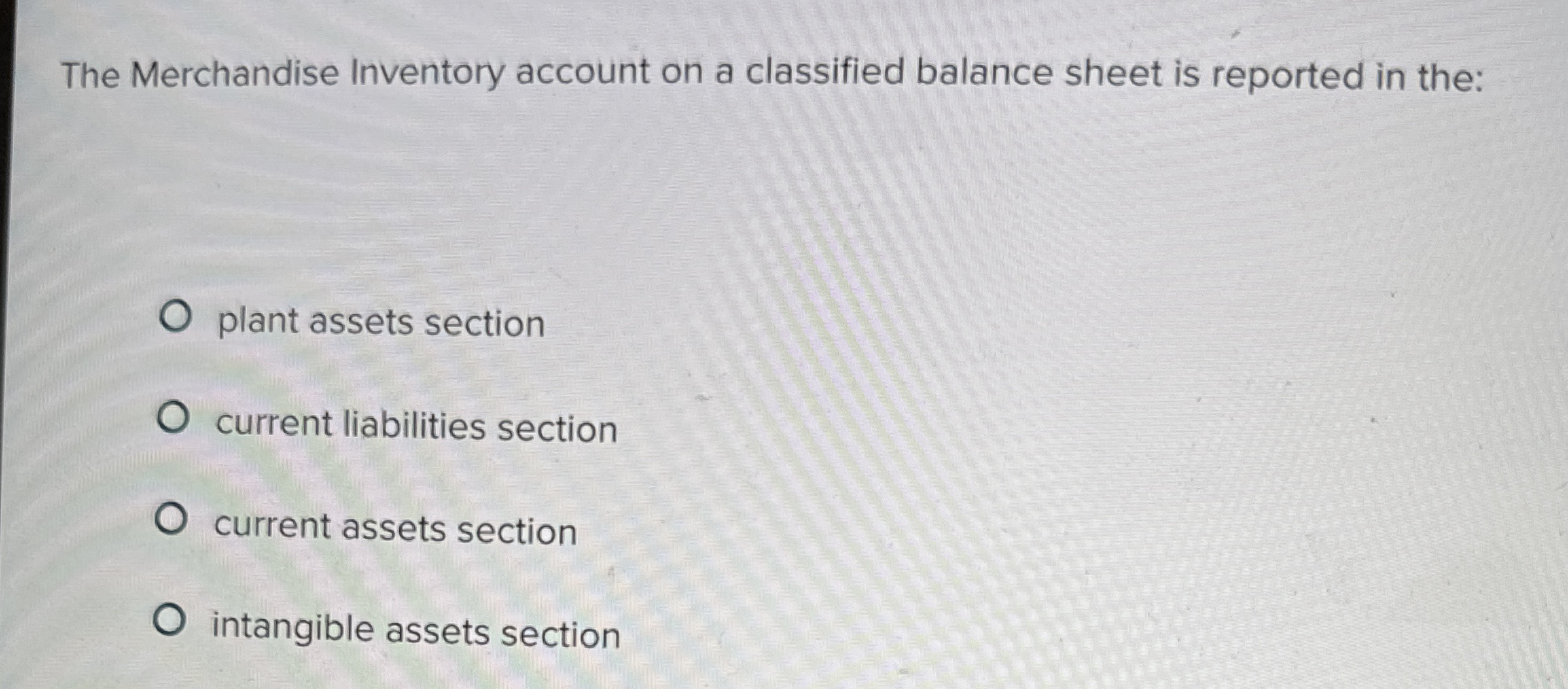 The Merchandise Inventory account on a classified
