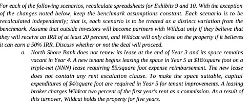 For each of the following scenarios, recalculate