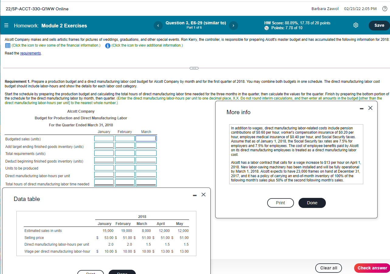 22/SP-ACCT-330-Q1WW Online Barbara Zawol 02/23/22