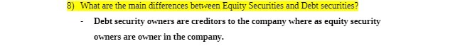 8) What are the main differences between Equity