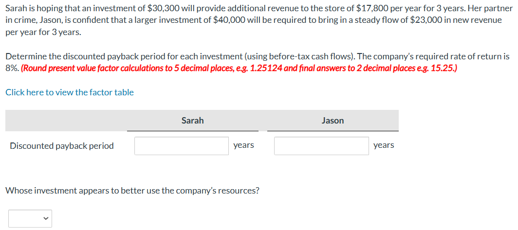 Sarah is hoping that an investment of $30,300