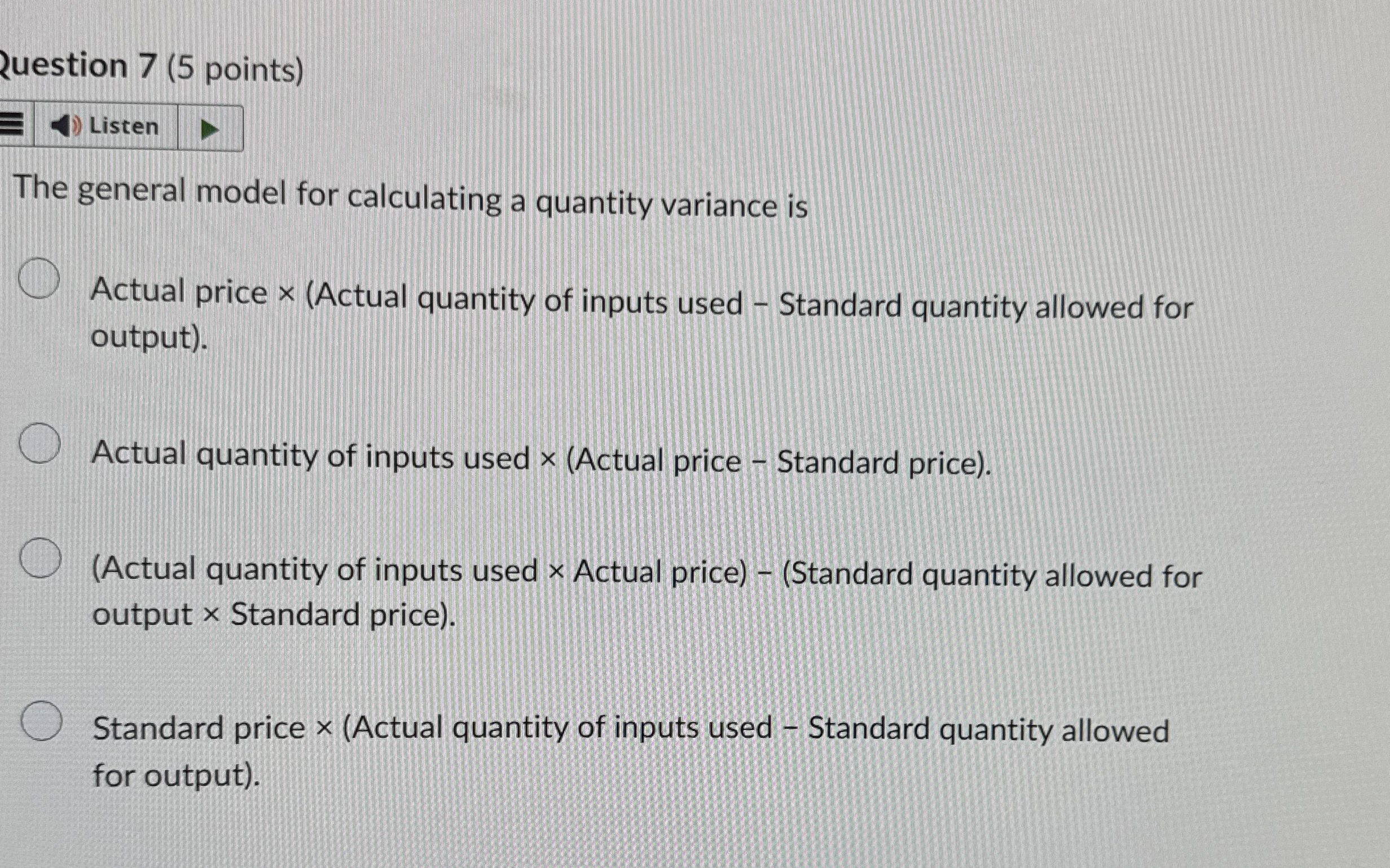 2 uestion 7 ( 5 points ) The general model for