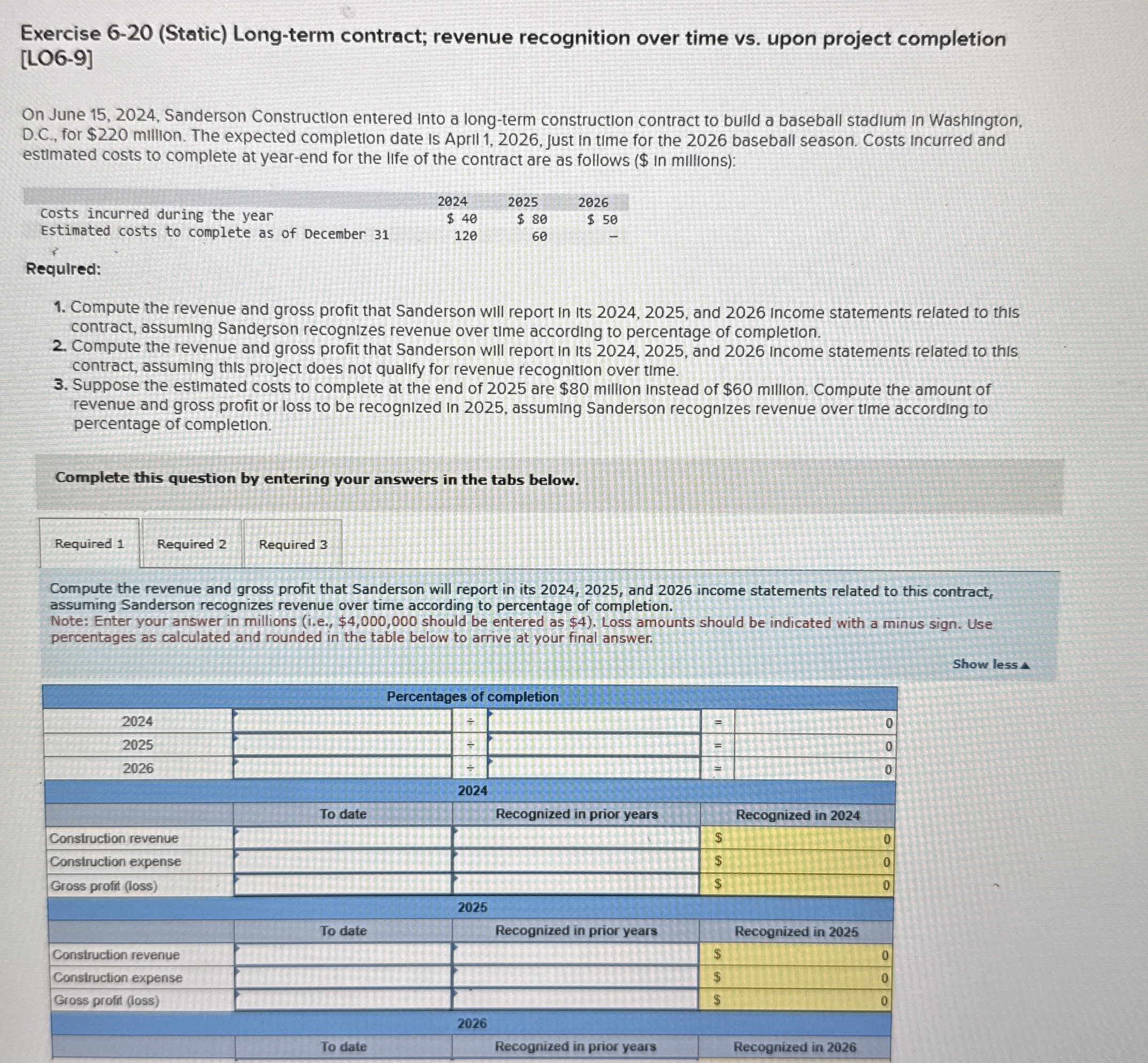 Exercise 6 - 2 0 ( Static ) Long - term contract;