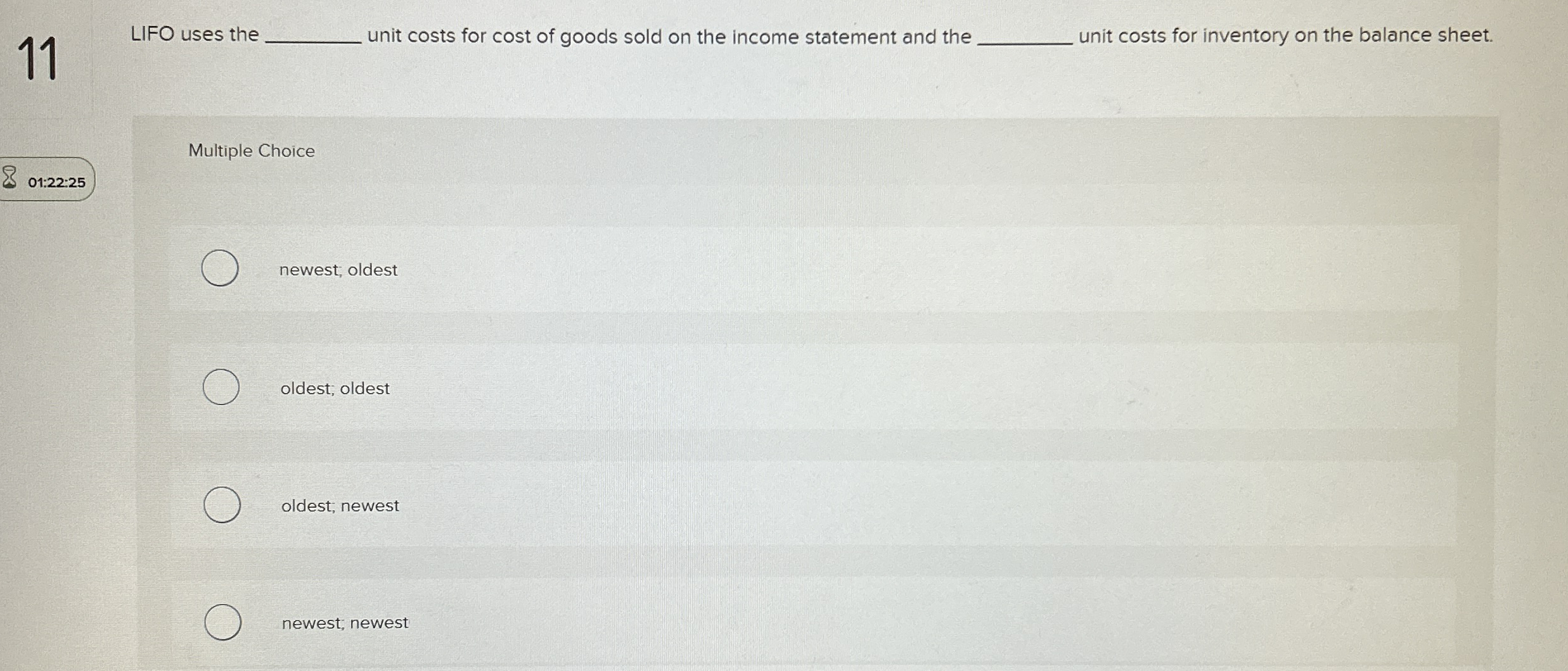 1 1 LIFO uses the unit costs for cost of goods