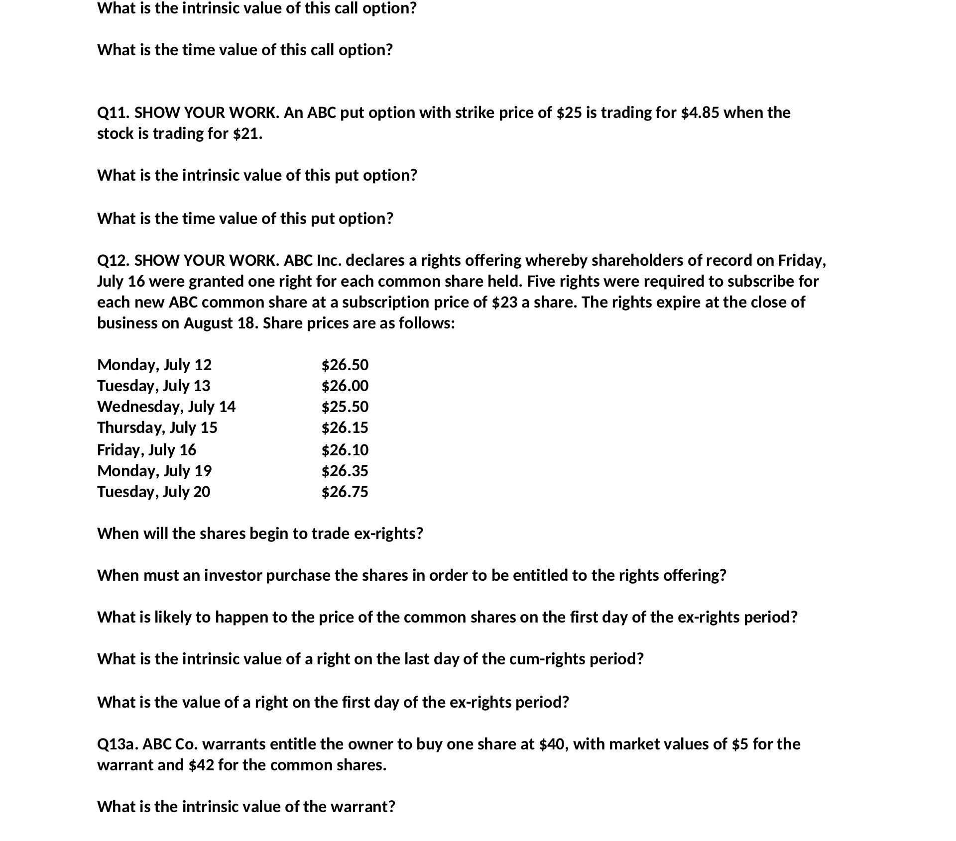 What is the intrinsic value of this call option?