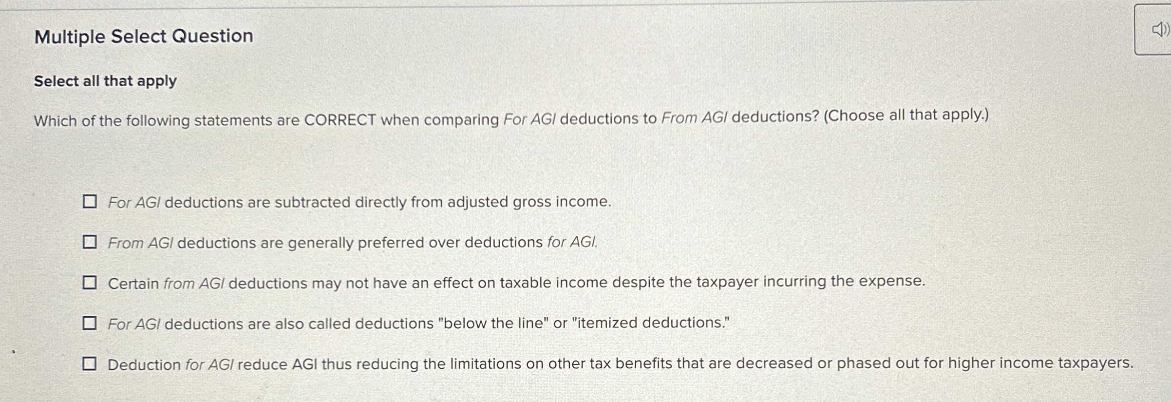 Multiple Select Question Select all that apply