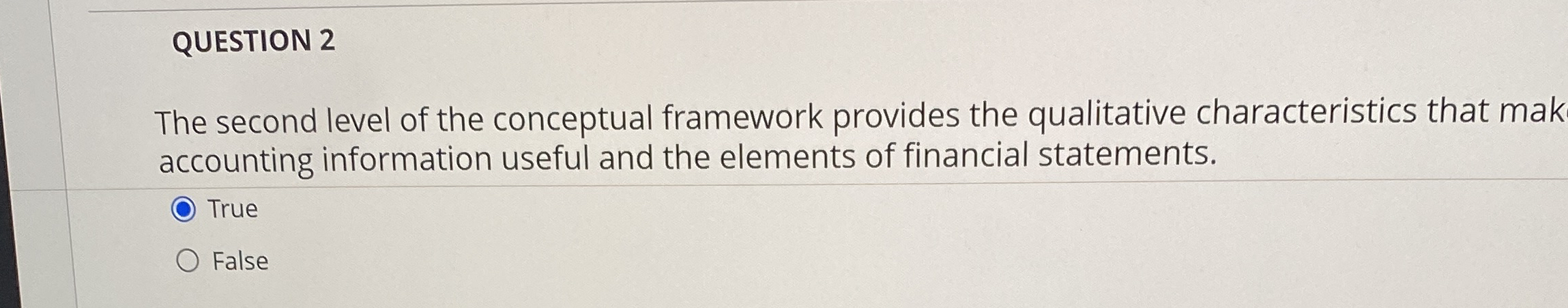 QUESTION 2 The second level of the conceptual