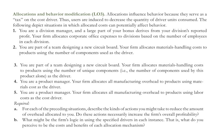 Allocations and behavior modification (LO3).