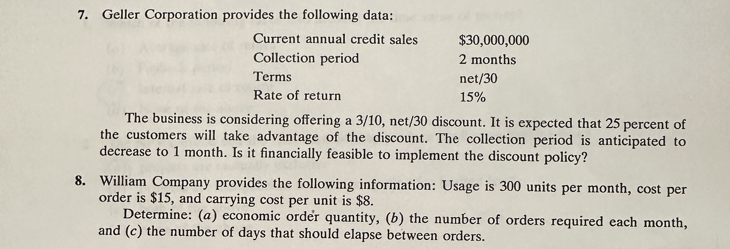 Geller Corporation provides the following data: \
