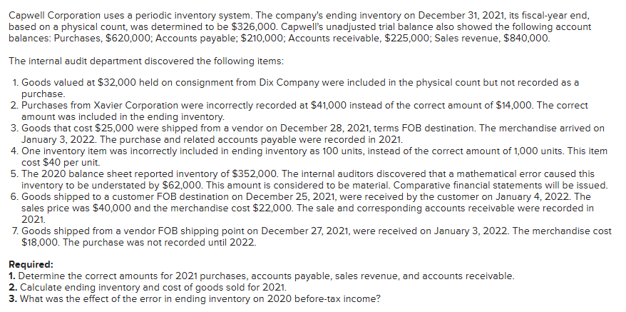 Required: 1 . Determine the correct amounts for 2