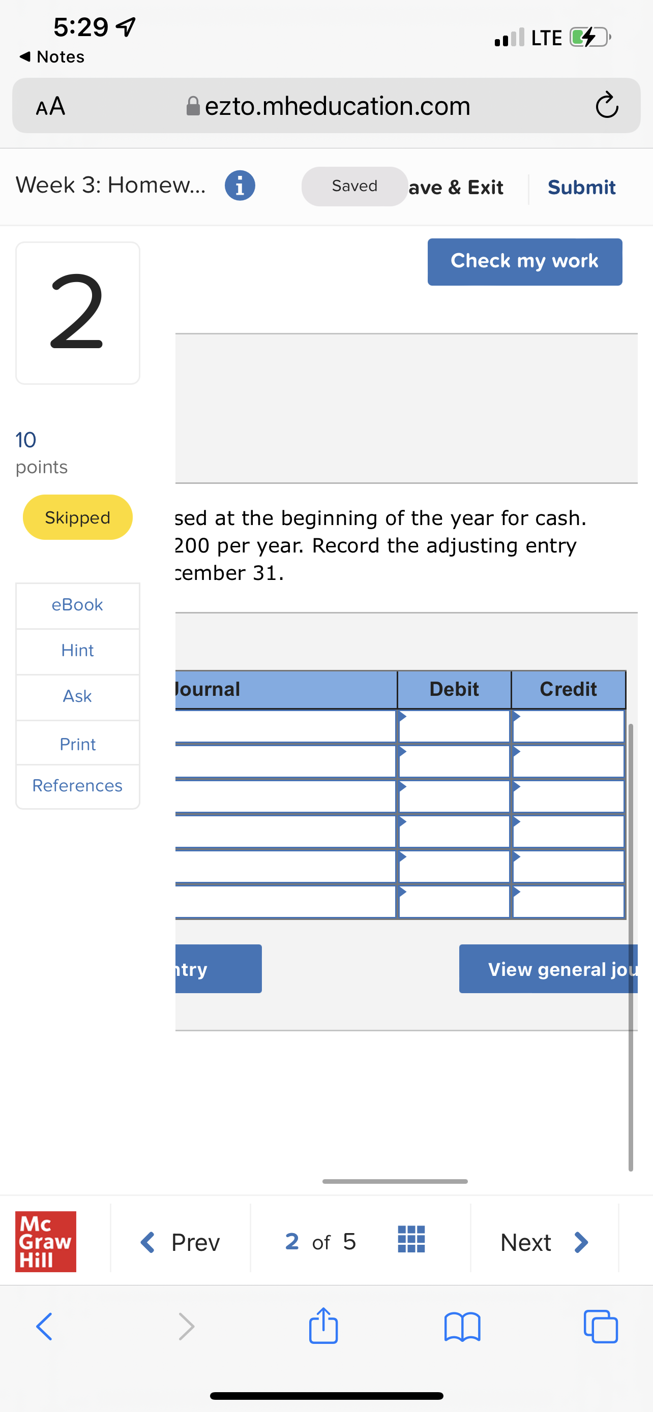 5:29 4 . LTE Notes AA ezto.mheducation.com C Week