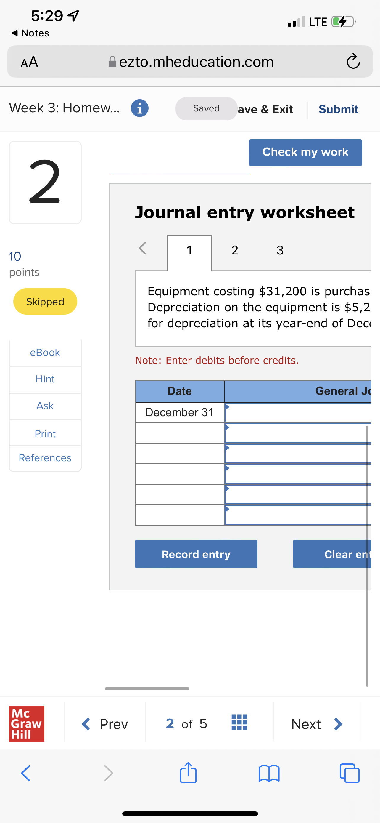 5:29 4 . LTE Notes AA ezto.mheducation.com C Week