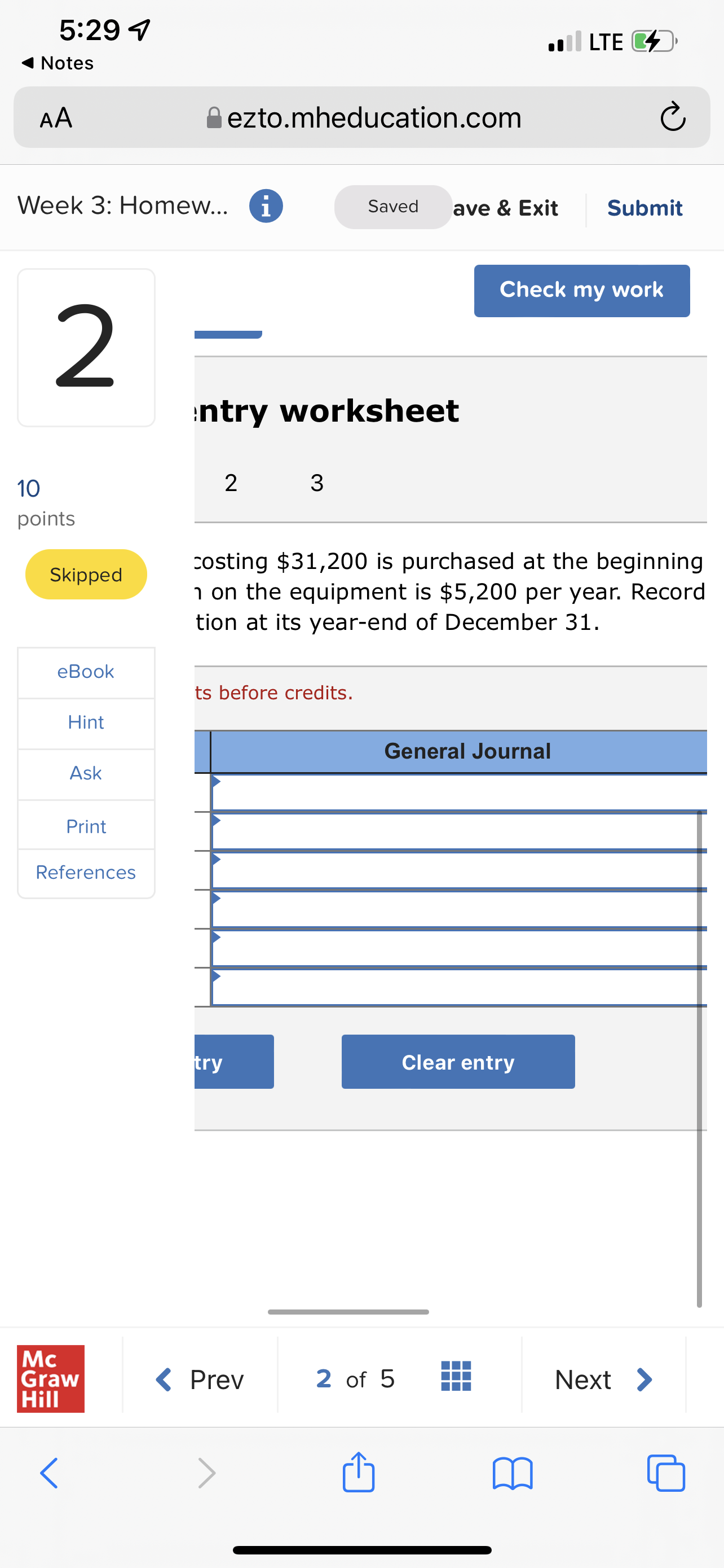 5:29 4 . LTE Notes AA ezto.mheducation.com C Week