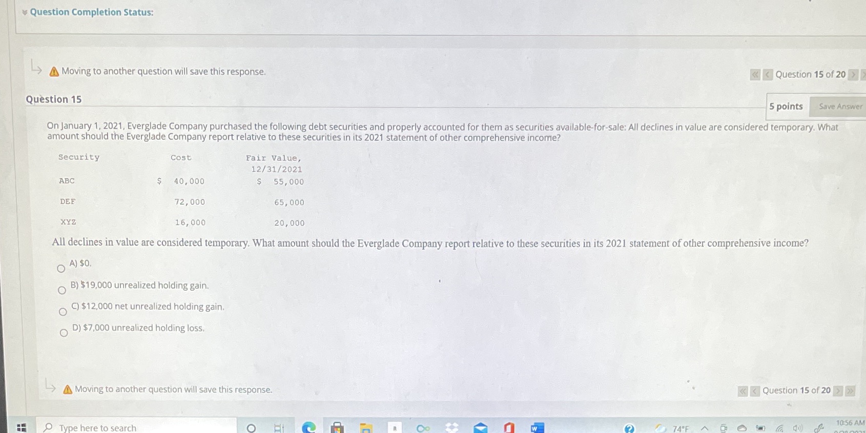 Question Completion Status: Moving to another