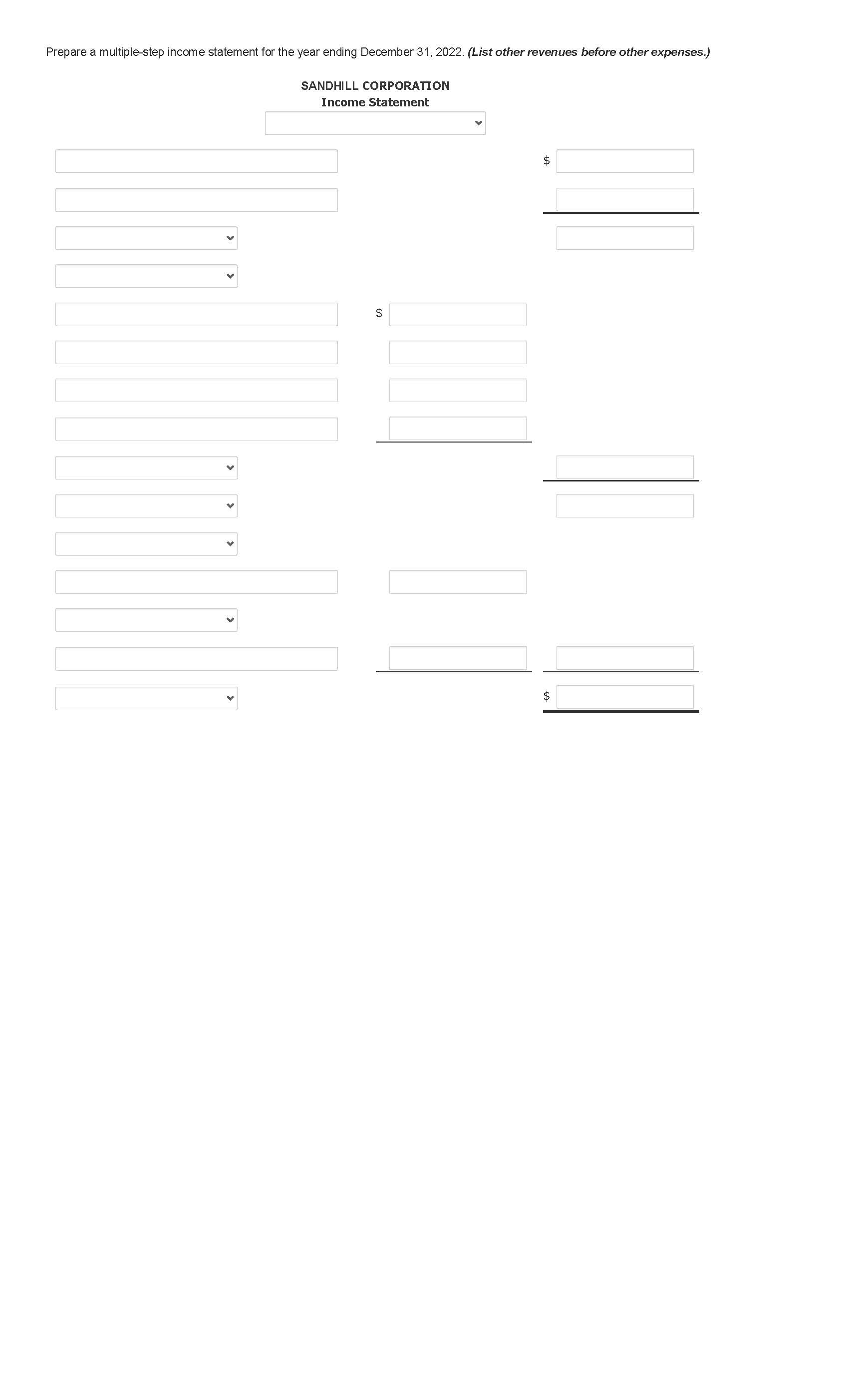 The question is a multi-part accounting problem.