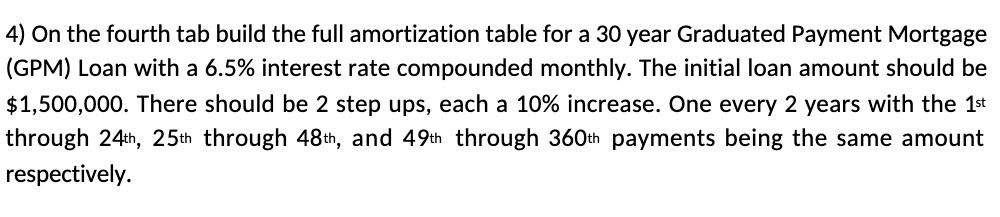4) On the fourth tab build the full amortization